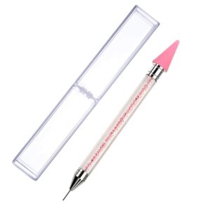 ZXUY Dual Ended Nail Rhinestones Picker Dotting Tools Nail Art Design Dotting Pen,DIY Nail Art Decoration Wax Tip Pencil for Gems Crystals Studs Beads (Acrylic Pink)