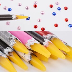 5pcs Wax Pencil For Rhinestones,Self Adhesive Resin Rhinestone Picker Pencil Nail Art Gem Crystal Pick Up Tool Rhinestone Pickup Pen Long Wax Pencil Rhinestone Picker Tool Random Color