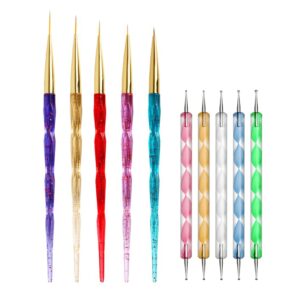 Mcduyant 10 Pcs Nail Brushes for Nail Art Thin Liner Brush Nail Point Drill Drawing Brush Pen Nails Design Tools