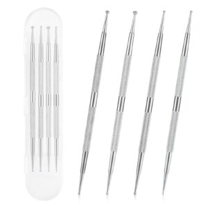 ASTER 4Pcs Nail Art Dotting Tools, Professional Ball End Nail Art Tools Dotting Pen Tool Nail Art Tip Stainless Steel Dot Paint Pens Manicure Kit for Home Beauty Nail Salon