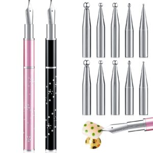 3 Pieces Nail Art Painting Pen Nail Art Liner Pen Nail Art Drawing Dotting Tools with 5 Different Size Replacement Head Nail Art Tip Drawing Tool for Manicure Art DIY Decoration