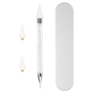 Rhinestone Picker Dotting Pen, Rhinestone Picker Tool Double Head for DIY Nail Art, Rhinestone Pickup Tool with 2 Extra Wax Tip And Metal box for Jewel Gems Crystals Studs Picker