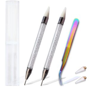 DiaWiew Wax Pen Rhinestone Picker Tool – Gem Applicator with Rhinestones – Wax Tip for Easy Application – Rhinestone Pen Tool – Manicure Nail Art DIY Decoration Tool