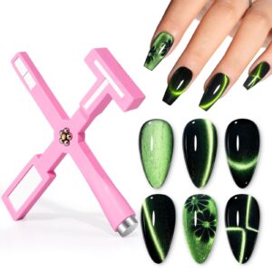 Gellen 5 in 1 Cat Eye Magnet for Nails>Multi-function Strong Magnetic Nail Tools,3D Cat Eye Gel Nail Polish Wand Stick Tools Accessories for Nail Art>Salon>Manicure (Pink)