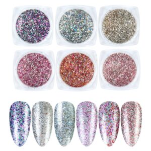 6 Color Nails Powder Sparklings Nails Pigment For Acrylic Nails Polish DIYS Nails Art Decorations