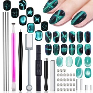 WOKOTO 38Pcs Nail Art Cat Eye Magnet For Nails Gel Polish Magnets Pens For Cat Eye Nail Art Tools Gradient Ombre Design Mini Cube Blocks Cylinder Nail Magnet Magnetic Sticks Tools For Women Nails