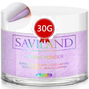 Saviland Shiny Purple Acrylic Powder – 1oz Professional Color Acrylic Nail Powder for Acrylic Nails Extension> 3D Nail Art Acrylic Polymer Powder> No Need Nail Lamp
