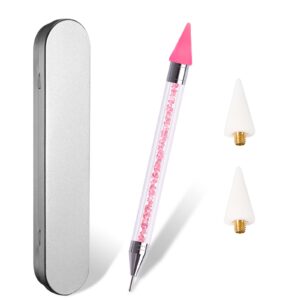 Sularpek Dual Tip Pen with Wax Tip>Manicure Nail Tools for Picking Diamonds>for Nail Decoration>Gemstones>Crystals>Jewelry Collection Tool>White>Pink
