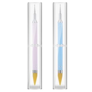 2 Pieces Nail Rhinestone Picker, Double-ended Nail Dotting Pen Wax Pencil for Picking Studs Gems Crystals Beads