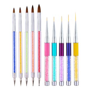 Brgrarry 10 Pieces Nail Design Brushes Nail Art Polish Nail Tools Brush for Nail Art