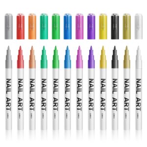 12pcs 3D Nail Art Pens Set>Nail Graffiti Drawing Pen Nail Gel Polish Pens Fine Tip Nail Art Pens for Painting Nails DIY Nail Art Beauty Adorn Manicure Tools (12 Colors)