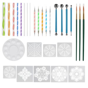 JANKOW Mandala Dotting Tools, Mandala Dotting Tools Stencils, Pen Ball Stylus Dotting Art Tools for Painting Rocks, Clay Pottery Craft, Coloring, Drawing, Nail Art Painting (1Set), FZL-0176-001