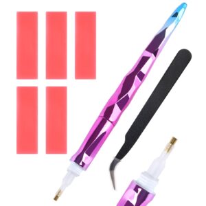Rhinestone Picker Tool Kit, 1Pcs Rhinestone Picker Handle, Rhinestones Applicator Dotting Tools Pen with 5 Clay Putty for Nail Art Gems, Stones, and Crystals
