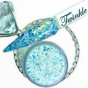 Twinkle Dip Powder> Acrylic Powder> Nail Art Designs> Color Shifting> Manicure or Pedicure for Home or Salon Use> Long Lasting> Cruelty Free. 0.25 Oz Jar.