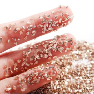 45 Gram Crushed Chips Powder Irregular Shape Nail Art Tips + Storag Box-Champagne