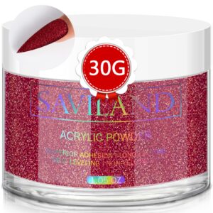 Saviland Garnet Acrylic Powder – 1oz Professional Color Acrylic Nail Powder for Acrylic Nails Extension> 3D Nail Art Acrylic Polymer Powder> No Need Nail Lamp