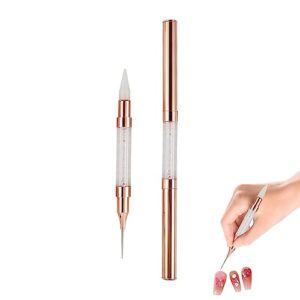 Art Nail Dual End Rhinestone Picker Dotting Tool,Dual-Ended Nail Art Dotting Pen, For Gems, Stones, Crystals Professional Nail Salon Home Use. (White head)