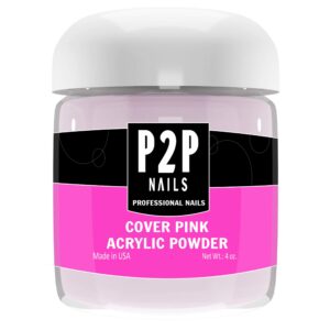 P2P Acrylic Powder – Long-Lasting Acrylic Nail Powder – Professional Salon Nail Quality – Great Nail DIY Activity – Ideal Gift for Friends and Family (4oz> Cover Pink)