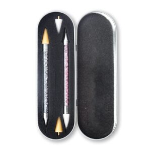 D Rhinestone Picker Dotting Pen 2 PCS Dual-Ended DIY Nail Art Tool Gems Crystals Picker Pen Nail Dotting Tool Rhinestone Pickup Tool for Nail Gems Stones Crystals DIY Nail Art Crafts with Extra 2 Wax