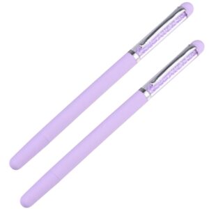 LALADEFIEE Diy Nail Art Pen Set 2pcs Manicure Dotting Tools Rhinestones Picker Nail Accurate Application Purple