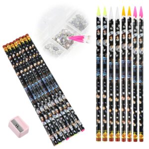 Mabor 8 Pcs Diamond Art Pen Rhinestone Picker Pencil Nail Point Drill Pen Self Adhesive Resin Picker Dotting Pick up Tools for Nail Art DIY with Pencil Sharpener