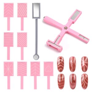 siyuwuro 10Pcs Nail Magnet 5 in 1 Cat Eye Magnet for Nails 3D Cat Eye Gel Nail Polish Tool Nail Art Design Multi-Function Magnet Stick Stripe Nail Magnet Pen for Salon Home DIY and Studio