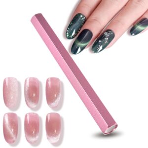 siyuwuro Cat Eye Magnet Tool for Nail Art>Professional Long Double-Ended Hexagonal Strong Nail Magnet Stick For Nail Design Tool 3D Magnetic Cat Eye Gel Polish>Nail Art Salon>Home DIY Use (Pink)