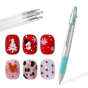 TAYE Dotting Tools Nail Art,4 in1 Nail Art Dotting Tools ,Dotting Pen Ballpoint Pen Design,Nail Art Tip Dot Paint Manicure Kit,Nail Pens for Nail Art,Painting and Smudging Nail Art Tools