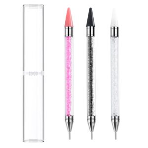 3 Pcs Rhinestone Picker Dotting Pen – Dual-Ended Rhinestone Picker Tool, Acrylic Handle Rhinestones Applicator, Diamond Painting Pen, DIY Nail Art Tool for Gems Crystals Studs Beads