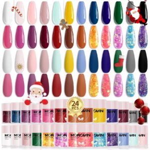 Morovan Acrylic Powder Set – 24 Colors Acrylic Powder Glitter Acrylic Nail Powder Polymer Acrylic Powders for Acrylic Nails Extension Carving DIY Beginners