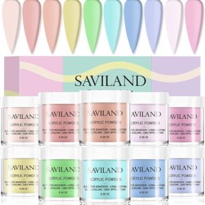 Saviland Acrylic Powder Set – 10 Colors Acrylic Nail Powder Set> Professional Polymer Nude Sweet Series for Acrylic Nails Extension French Manicure Kit No Need Nail Lamp