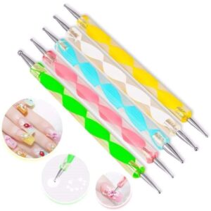 Careforyou 5 pc 2 Way Dotting Pen Tool Nail Art Tip Dot Paint Manicure kit