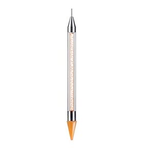 Vivid Nails Dual-Ended Nail Rhinestone Picker Wax Tip Pen Pick Up Applicator Dual Tips Dotting Pen Beads Gems Crystals Stud Manicure Nail Art Tool (Yellow)