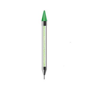 Vivid Nails Dual-Ended Nail Rhinestone Picker Wax Tip Pen Pick Up Applicator Dual Tips Dotting Pen Beads Gems Crystals Stud Manicure Nail Art Tool (Green)