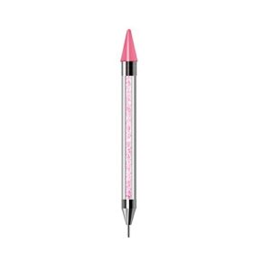 Vivid Nails Dual-Ended Nail Rhinestone Picker Wax Tip Pen Pick Up Applicator Dual Tips Dotting Pen Beads Gems Crystals Stud Manicure Nail Art Tool (Pink)