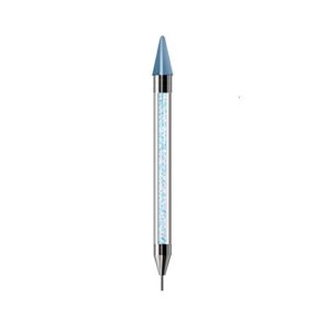 Vivid Nails Dual-Ended Nail Rhinestone Picker Wax Tip Pen Pick Up Applicator Dual Tips Dotting Pen Beads Gems Crystals Stud Manicure Nail Art Tool (Blue)