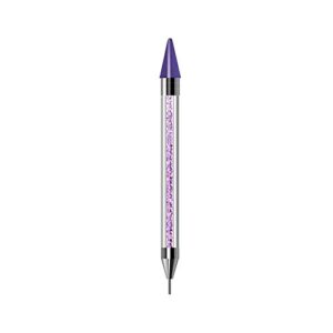 Vivid Nails Dual-Ended Nail Rhinestone Picker Wax Tip Pen Pick Up Applicator Dual Tips Dotting Pen Beads Gems Crystals Stud Manicure Nail Art Tool (Purple)