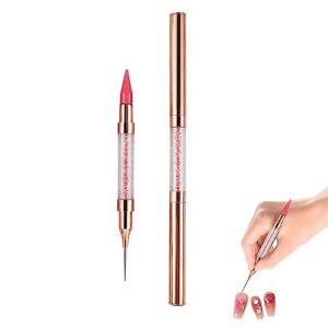Art Nail Dual End Rhinestone Picker Dotting Tool,Dual-Ended Nail Art Dotting Pen, For Gems, Stones, Crystals Professional Nail Salon Home Use. (Powder stick powder head)
