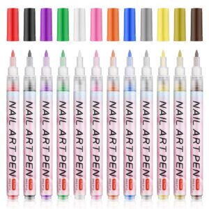 12pcs 3D Pens Set for Nail Art>Nail Art Drawing Pen Colorful Nail Gel Polish Pens Art Pens Nail Drawing Pen Manicure Tools for Nail Art DIY (12 Colors)